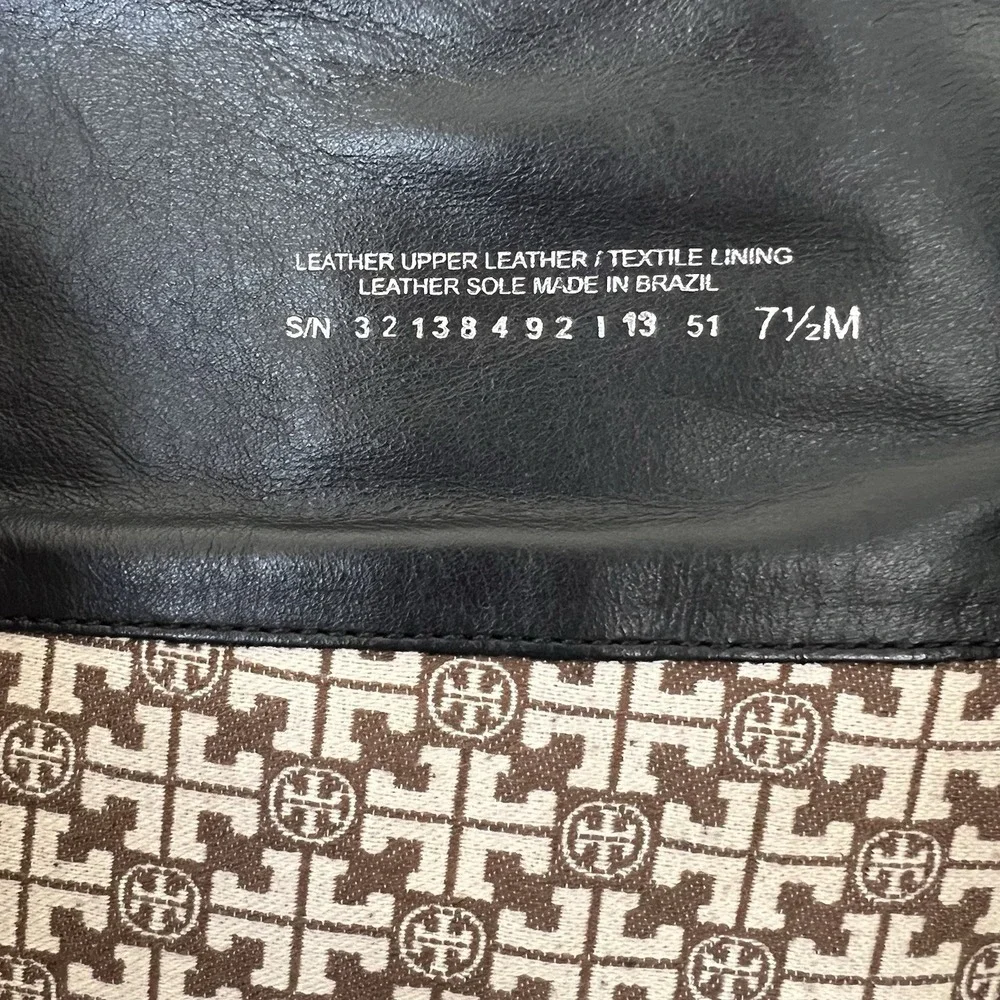 Tory‎ Burch Livingston Leather Riding Boot Black Equestrian Heel Tall Buckle 7.5